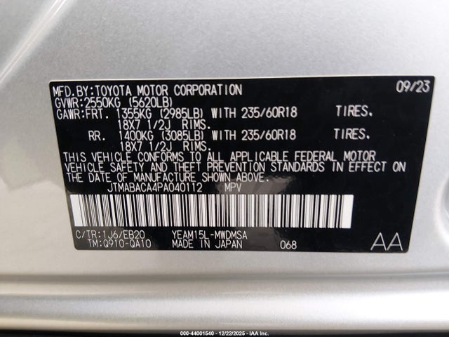 Toyota BZ4X XLE 2023 JTMABACA4PA040112 Image 9