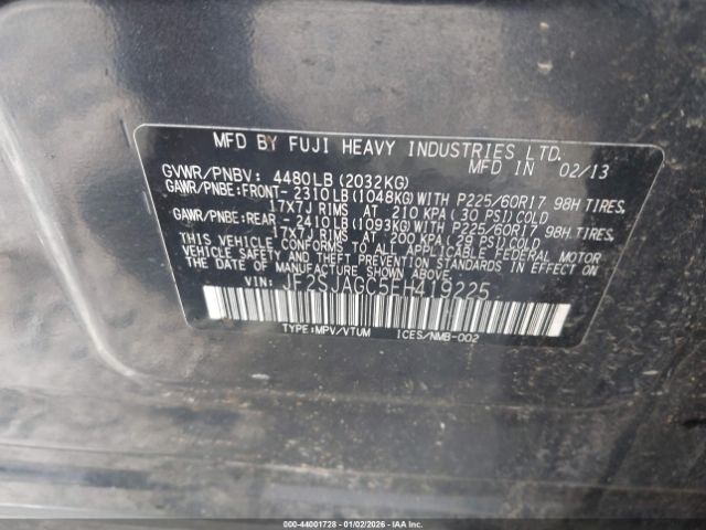 2014 SUBARU FORESTER JF2SJAGC5EH419225 Photo 8