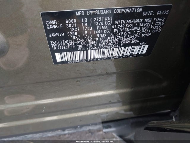 2025 SUBARU ASCENT 4S4WMAAD3S3428437 Photo 8