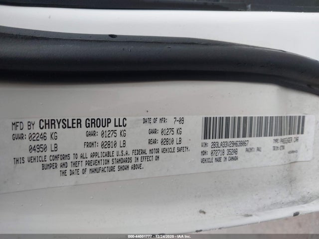44001777 :رقم المزاد ، 2B3LA33V29H638067 vin ، 2009 Dodge Charger Sxt مزاد بيع