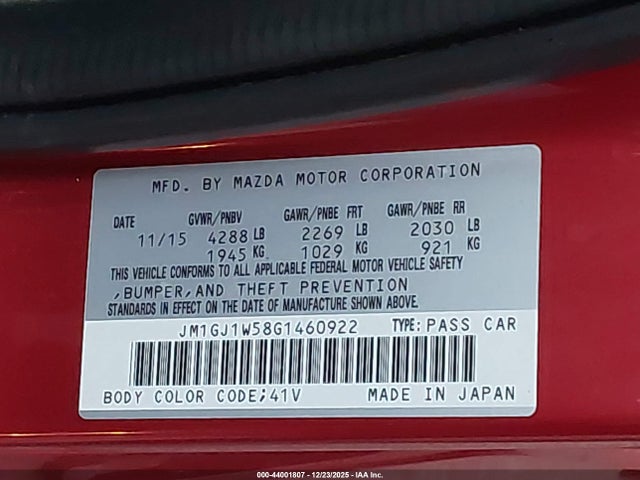 JM1GJ1W58G1460922 Mazda Mazda6 I Grand Touring