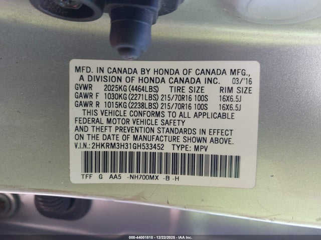 2HKRM3H31GH533452 Honda CR-V LX