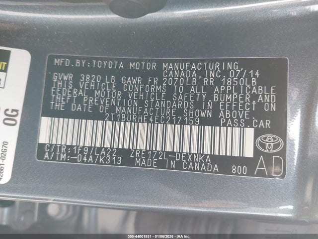 Toyota Corolla Le Premium 2014 2T1BURHE4EC217159 Image 9