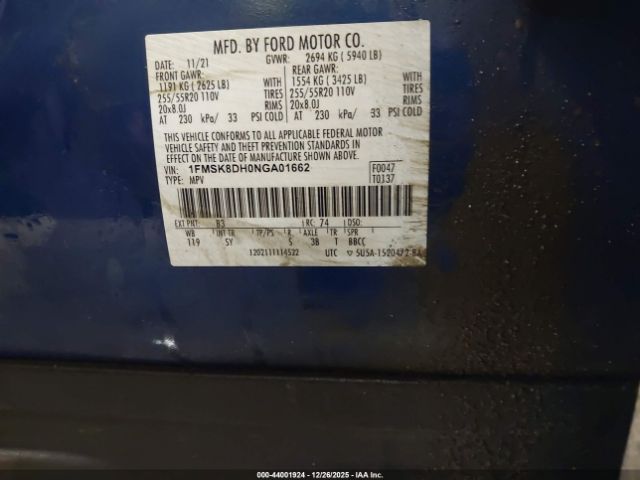 2022 FORD EXPLORER 1FMSK8DH0NGA01662 Photo 8