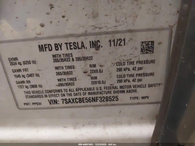 Продаж на аукціоні авто 2022 Tesla Model X Dual Motor All-wheel Drive, vin: 7SAXCBE56NF328525, номер лоту: 44001982