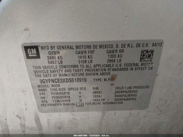 2013 CADILLAC SRX 3GYFNCE3XDS618919 Photo 8