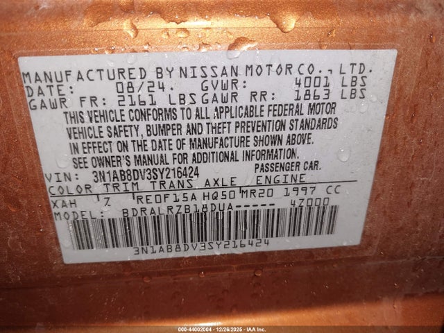 Nissan SENTRA SR 2025 3N1AB8DV3SY216424 Image 9