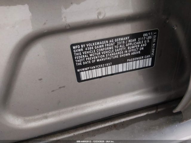 2012 VOLKSWAGEN CC WVWMP7AN7CE521837 Photo 8