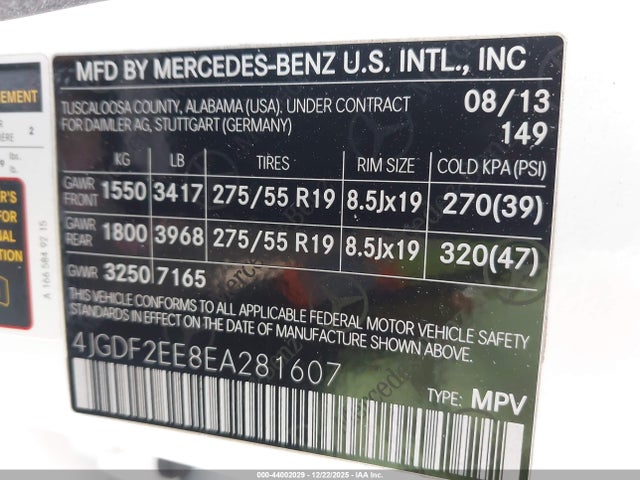 2014 MERCEDES-BENZ GL 350 BLUETEC 4JGDF2EE8EA281607 Photo 8
