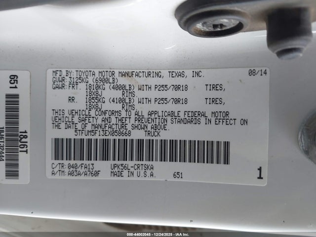 2014 TOYOTA TUNDRA 5TFUM5F13EX058668 Photo 8