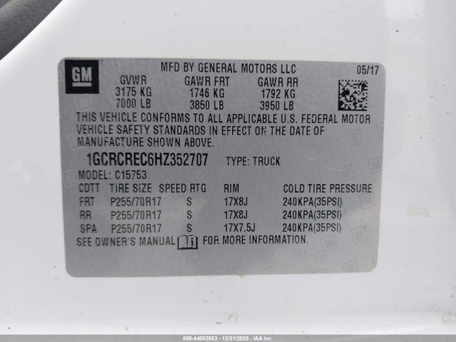 1GCRCREC6HZ352707 Chevrolet Silverado 1500 1lt