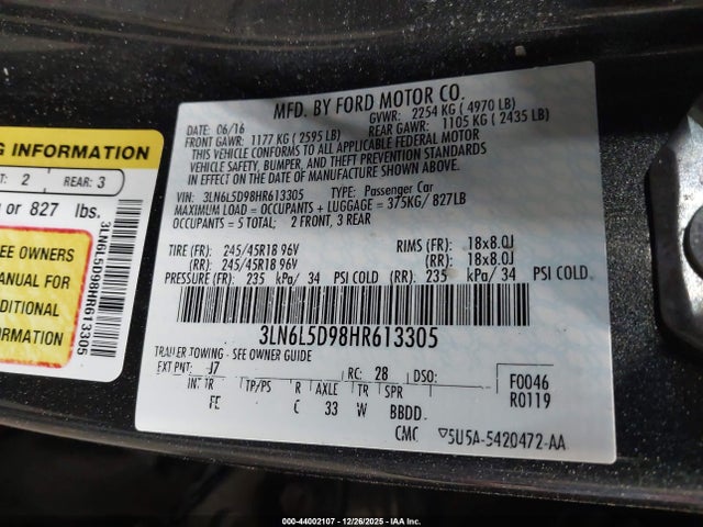 2017 LINCOLN MKZ 3LN6L5D98HR613305 Photo 8