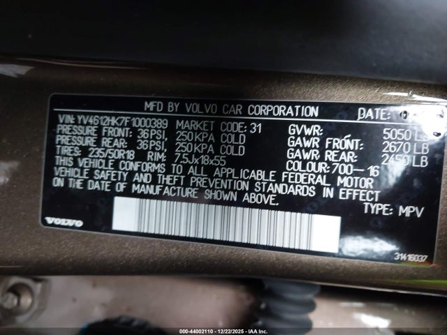2015 VOLVO V60 CROSS COUNTRY YV4612HK7F1000389 Photo 8