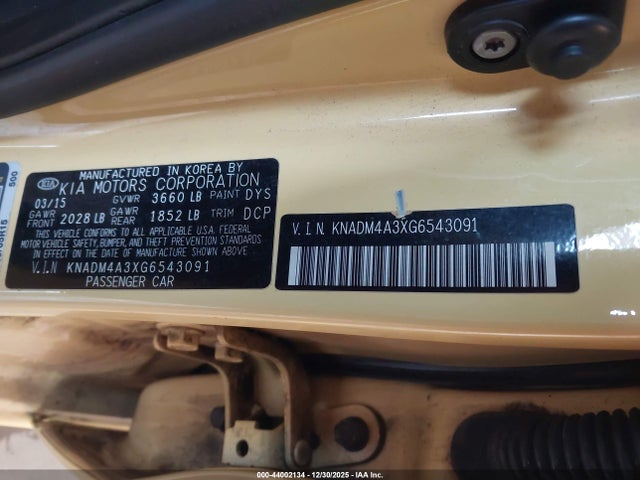 Aukcja sprzedaży 2016 Kia Rio Lx, vin: KNADM4A3XG6543091, numer aukcji: 44002134