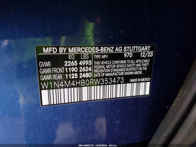 W1N4M4HB0RW353473 Mercedes-Benz Glb 250 4matic