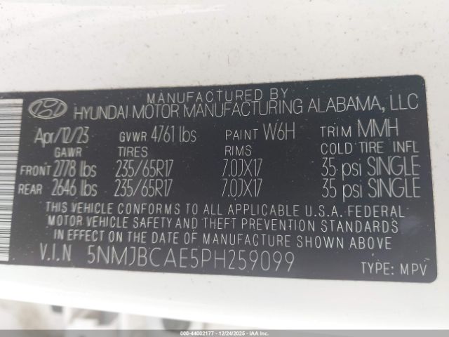 2023 HYUNDAI TUCSON 5NMJBCAE5PH259099 Photo 8