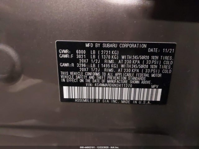 4S4WMARD6N3411270 Subaru Ascent Touring