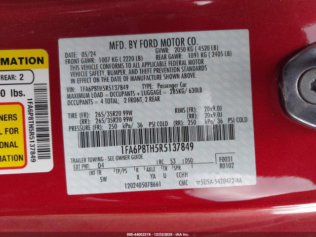 2024 FORD MUSTANG 1FA6P8TH5R5137849 Photo 8