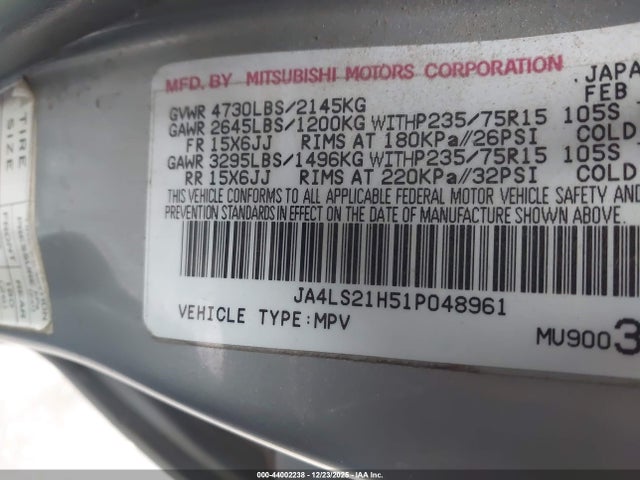 2001 MITSUBISHI MONTERO SPORT JA4LS21H51P048961 Photo 8