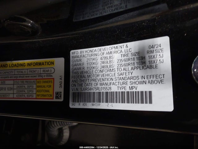 Aukcja sprzedaży 2024 Honda Cr-v Ex-l Awd, vin: 5J6RS4H75RL015528, numer aukcji: 44002264