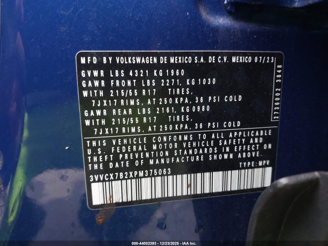 2023 VOLKSWAGEN TAOS 3VVCX7B2XPM375063 Photo 8