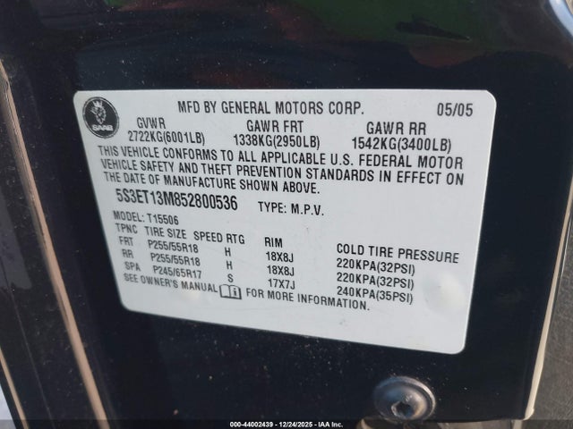 2005 SAAB 9-7X 5S3ET13M852800536 Photo 8