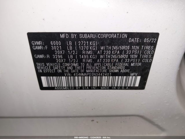 2022 SUBARU ASCENT 4S4WMAPD3N3442401 Photo 8