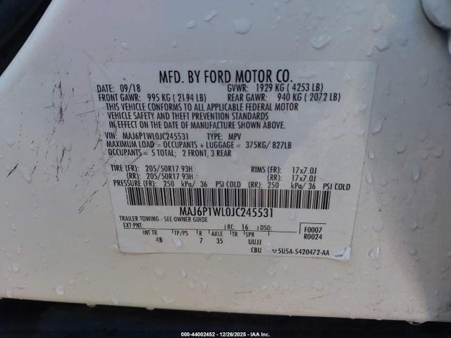 MAJ6P1WL0JC245531 Ford Ecosport Titanium