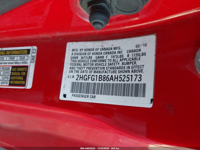 2010 HONDA CIVIC 2HGFG1B86AH525173 Photo 8