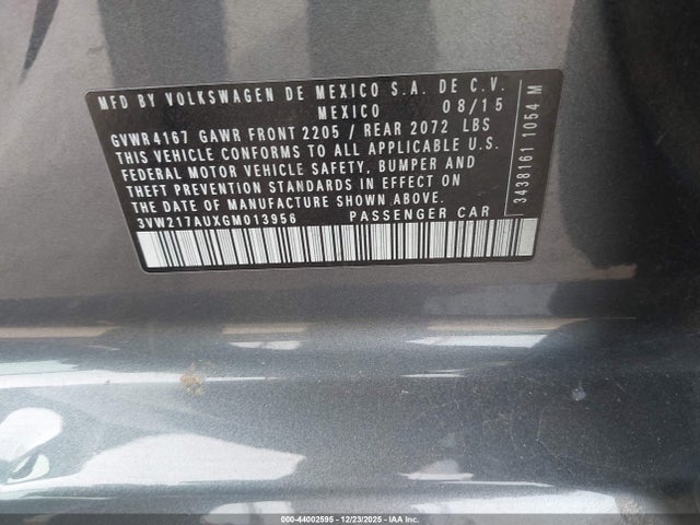 3VW217AUXGM013956 Volkswagen Golf Tsi S 4-door