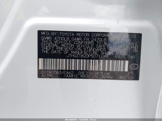 Продажа на аукционе авто 2023 Lexus Is 350 F Sport, vin: JTHGZ1B20P5071199, номер лота: 44002610