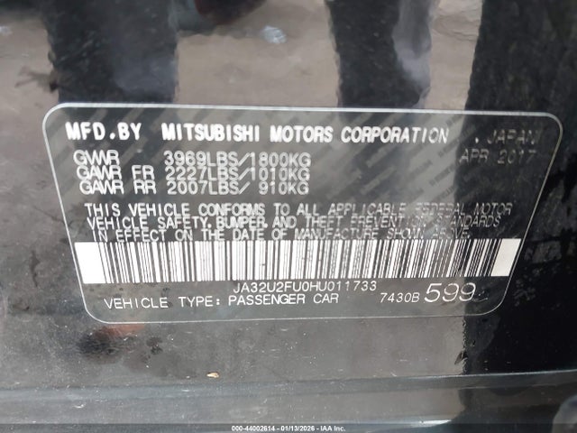 2017 MITSUBISHI LANCER JA32U2FU0HU011733 Photo 8