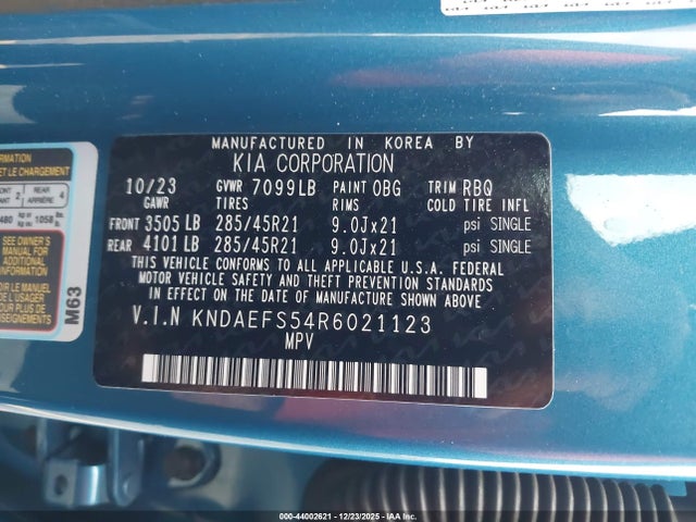 KNDAEFS54R6021123 KIA Ev9 Gt-line