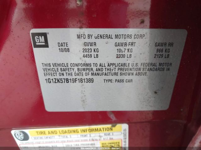 2009 CHEVROLET MALIBU 1G1ZK57B19F181389 Photo 8