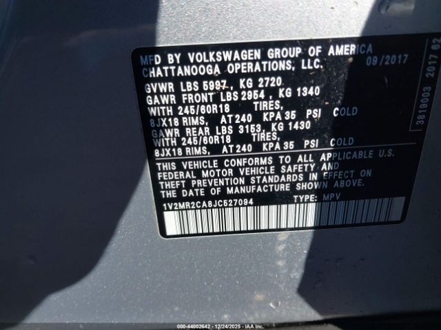 2018 VOLKSWAGEN ATLAS 1V2MR2CA8JC527094 Photo 8