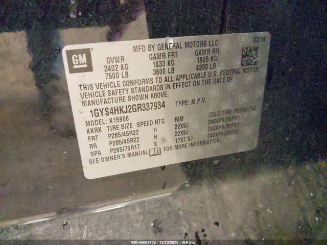 2016 CADILLAC ESCALADE ESV 1GYS4HKJ2GR337934 Photo 8