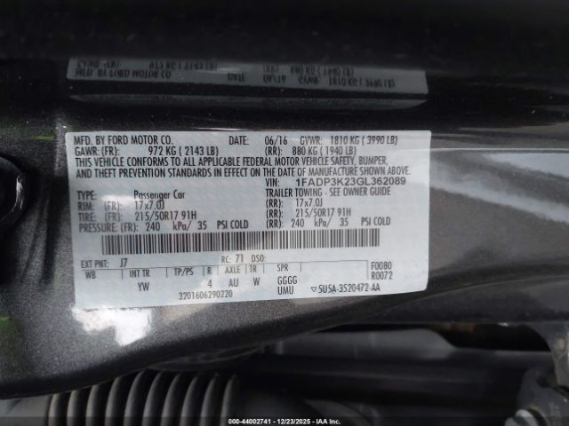 2016 FORD FOCUS 1FADP3K23GL362089 Photo 8