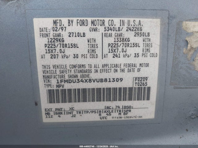 1997 FORD EXPLORER 1FMDU34X8VUB81309 Photo 8