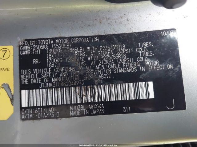 2008 LEXUS RX 400H JTJHW31U482044973 Photo 8