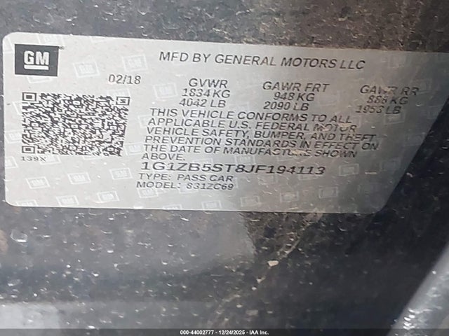 1G1ZB5ST8JF194113 Chevrolet Malibu 1ls