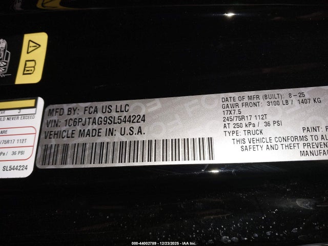 2025 JEEP GLADIATOR 1C6PJTAG9SL544224 Photo 8