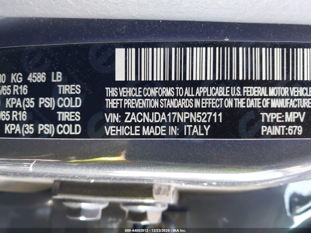 ZACNJDA17NPN52711 Jeep Renegade Sport 4x4