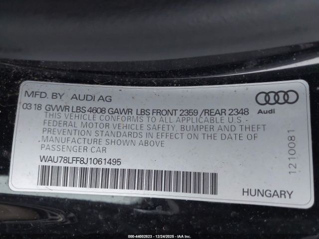 2018 AUDI A3 WAU78LFF8J1061495 Photo 8
