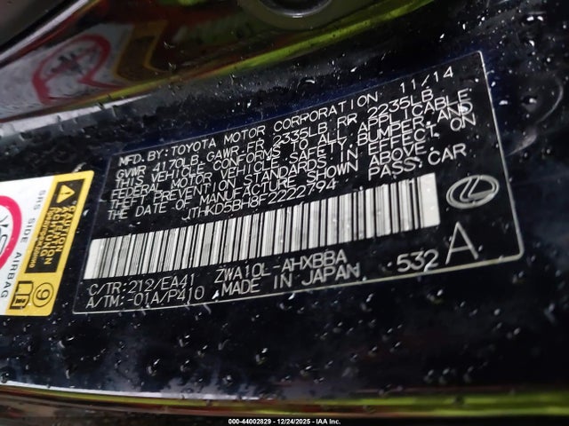 Lexus CT 200H 2015 JTHKD5BH8F2222794 Image 9