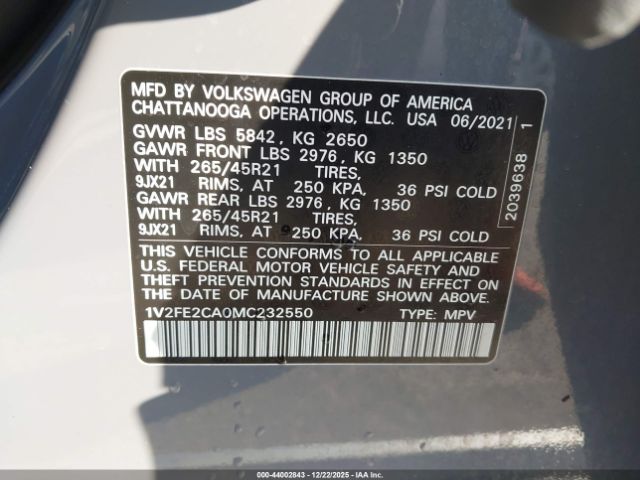 2021 VOLKSWAGEN ATLAS CROSS SPORT 1V2FE2CA0MC232550 Photo 8