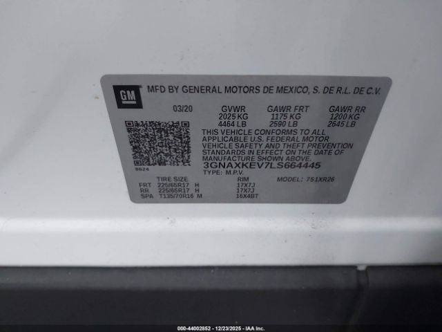 2020 CHEVROLET EQUINOX 3GNAXKEV7LS664445 Photo 8