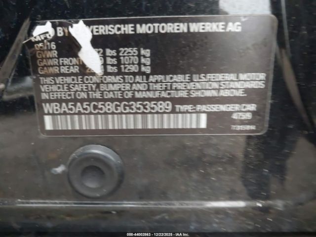 2016 BMW 528I WBA5A5C58GG353589 Photo 8