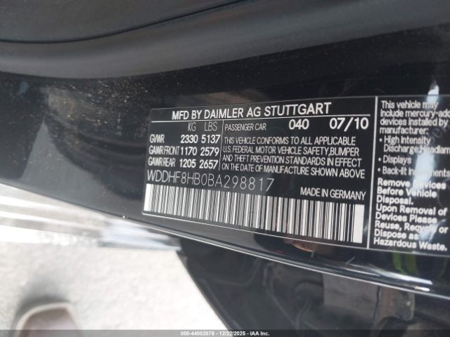 2011 MERCEDES-BENZ E 350 WDDHF8HB0BA298817 Photo 8