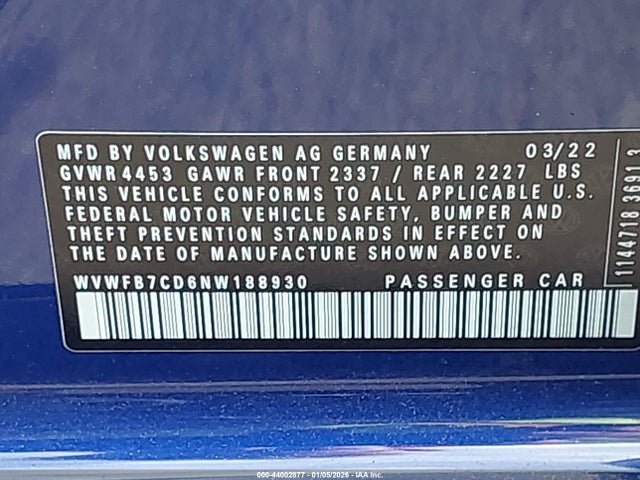 2022 VOLKSWAGEN GOLF R WVWFB7CD6NW188930 Photo 8