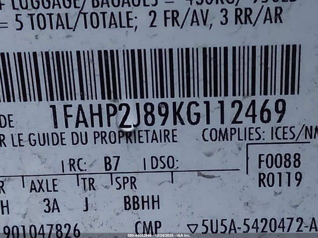 1FAHP2J89KG112469 Ford Taurus Limited
